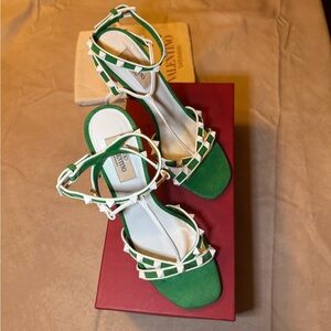 New Valentino Green and White Women's Sandals Size 39